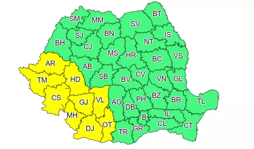 Cod galben de ploi torenţiale şi vijelii în mai multe judeţe din ţară. Cum va fi vremea în Bucureşti