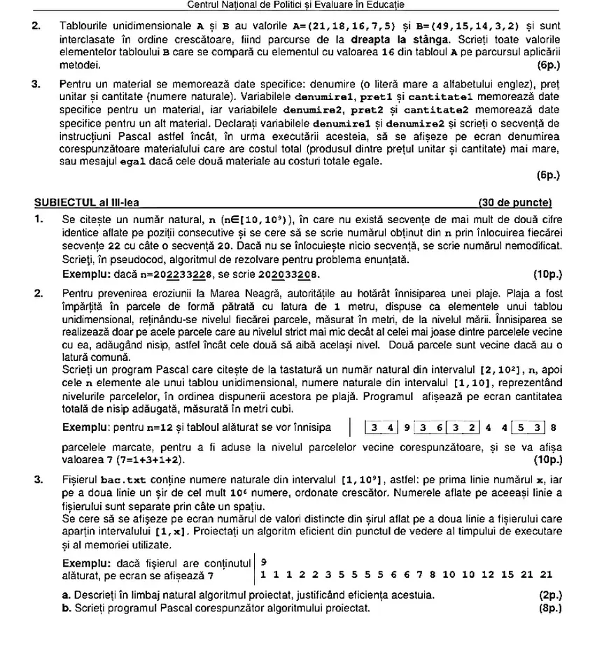BAC informatică 2022. Subiectele și baremele de corectare, publicate de Ministerul Educației