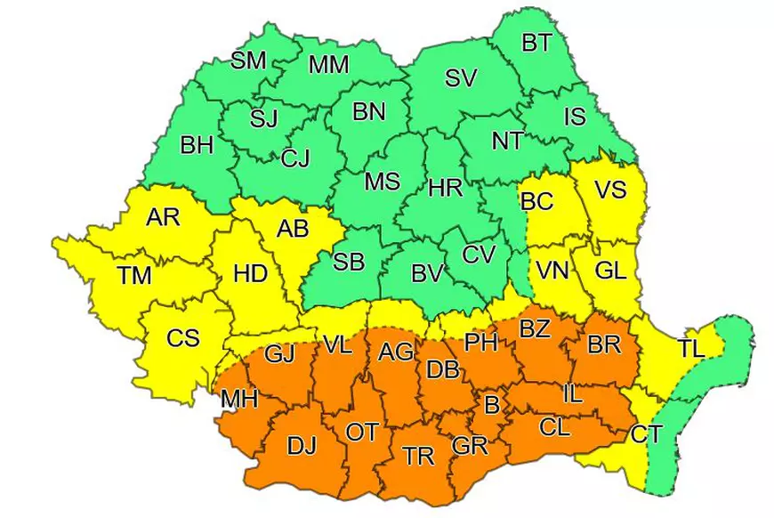Noi avertizări meteo. Cod portocaliu de vijelii, în timp ce continuă și canicula. HARTA zonelor vizate