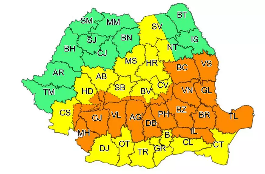 Noi avertizări meteo. Cod portocaliu de vijelii, în timp ce continuă și canicula. HARTA zonelor vizate