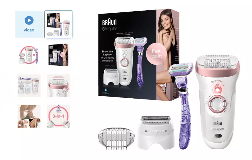 Epilator Braun Silk-épil 9 9/870 SensoSmart™, Micro-Grip, Wet & Dry
