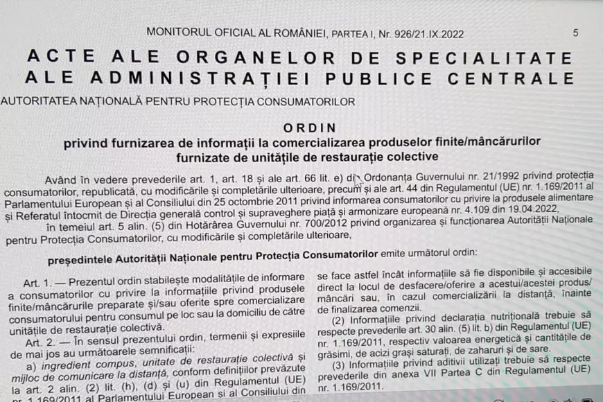 Reguli noi pentru restaurante de la ANPC. Consumatorii vor ști ce ingrediente și în ce cantitate se află în produsele comandate
