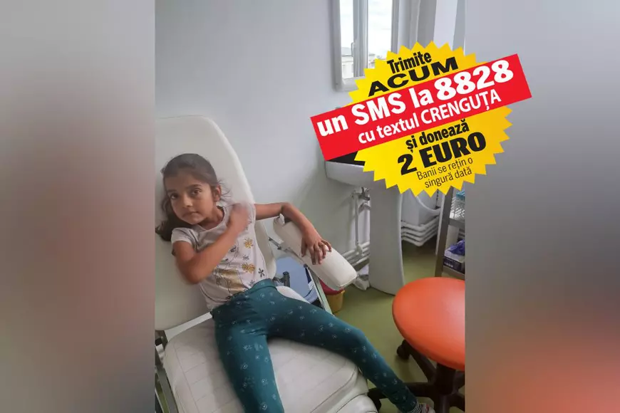 Crenguța ar putea învinge cancerul, dar are nevoie de 20.000 de lei lunar. Fetița, diagnosticată cu neuroblastom, se luptă de trei ani cu boala