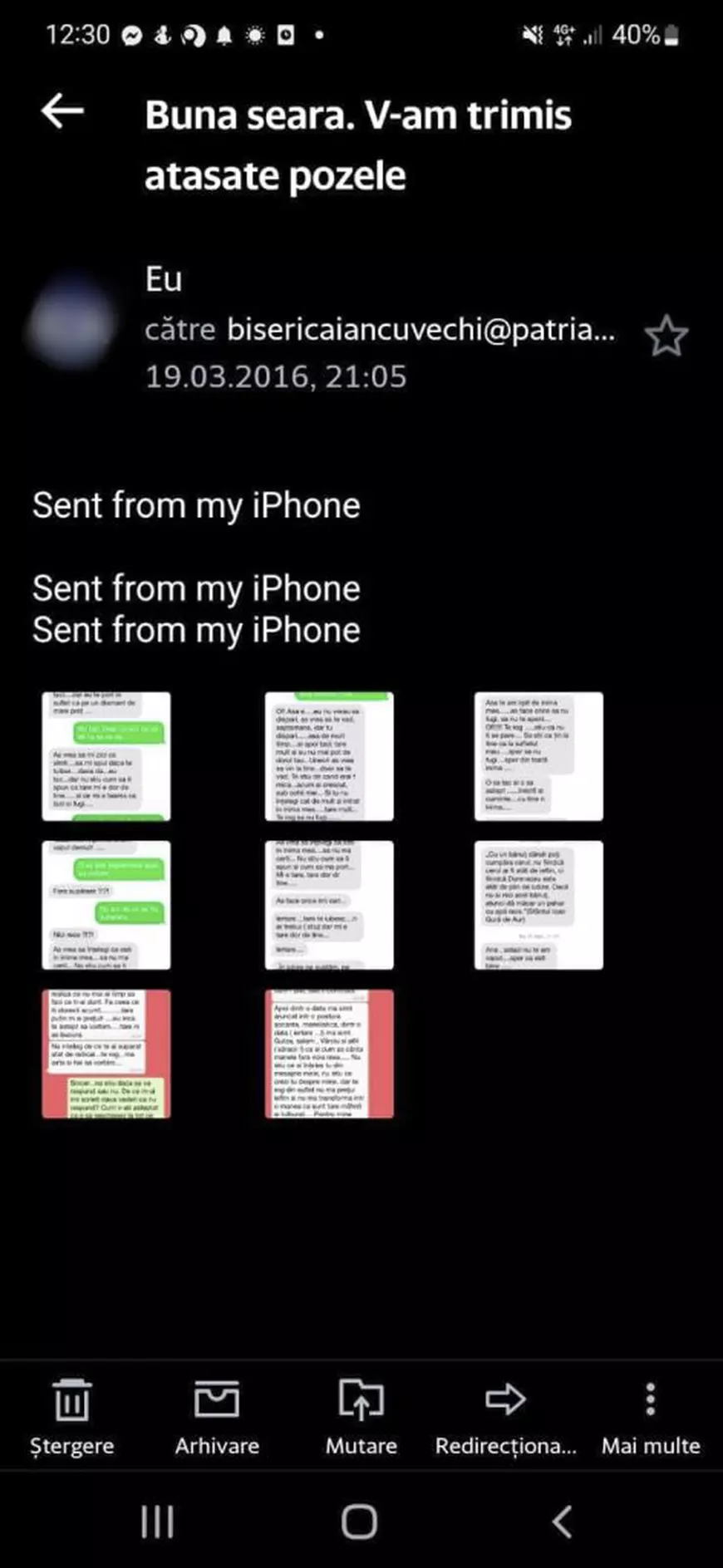 DOVADA CĂ BOR ȘTIA. Un consilier patriarhal din Sfântul Sinod al BOR a primit, acum 6 ani, o tânără care i-a arătat SMS-urile în care Visarion Alexa o hărțuia. Patriarhia a primit și un email cu probele de la studentă. Ce a făcut Biserica 