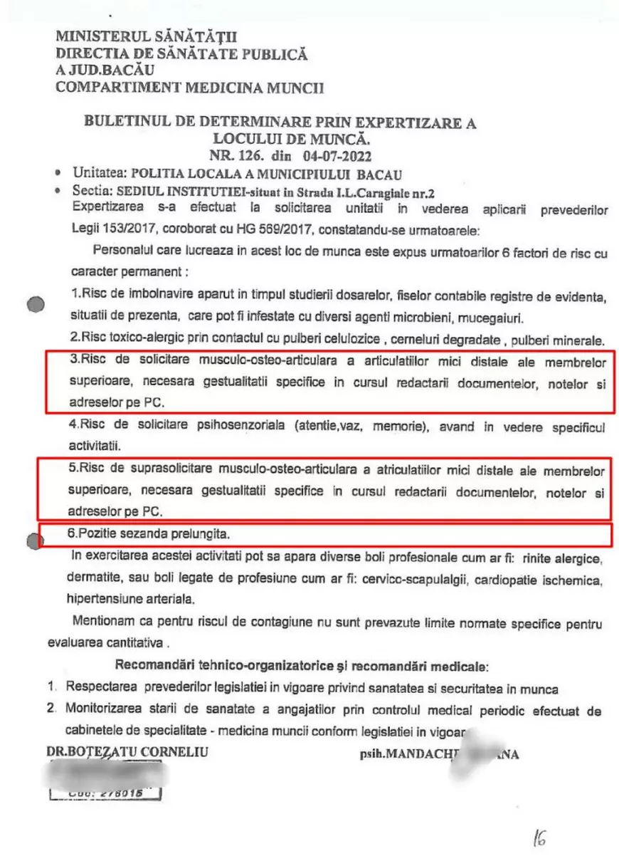 Polițiștii locali din Bacău cer spor pentru scrisul la tastatură sau statul îndelungat pe scaun