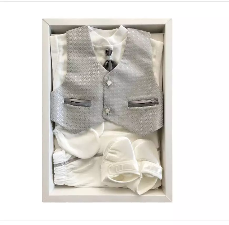 set costum de botez pentru băieți din bumbac 