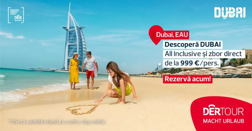 Dubai este destinația ideală pentru vacanța de iarnă. Află cât de puțin te costă o vacanță de 7 zile all inclusive cu zbor inclus!