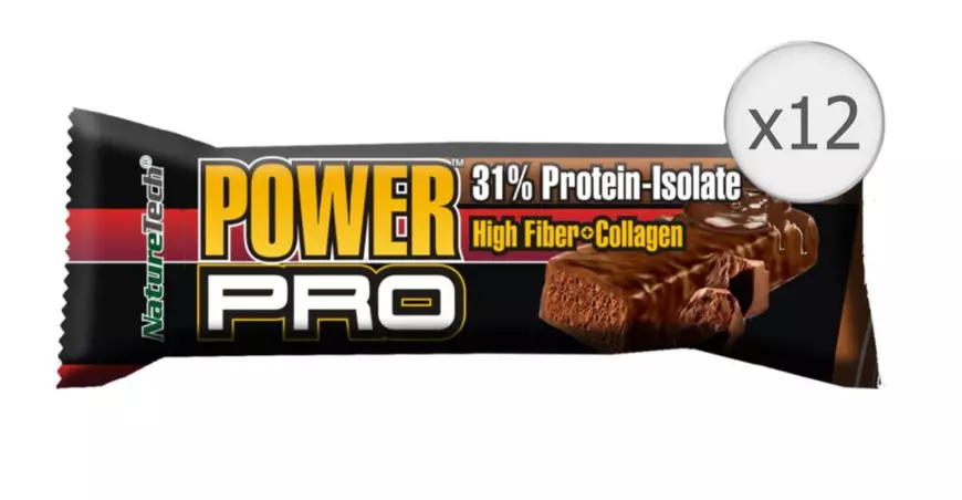 aton energizant Power Pro 31% proteină, cremă de ciocolata Nature Tech, 12 buc x 80g