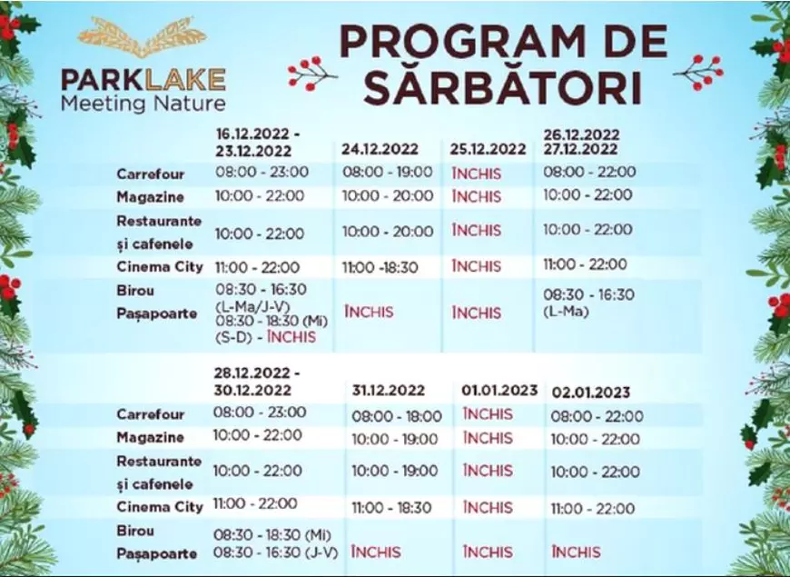 Programul Park Lake de Crăciun