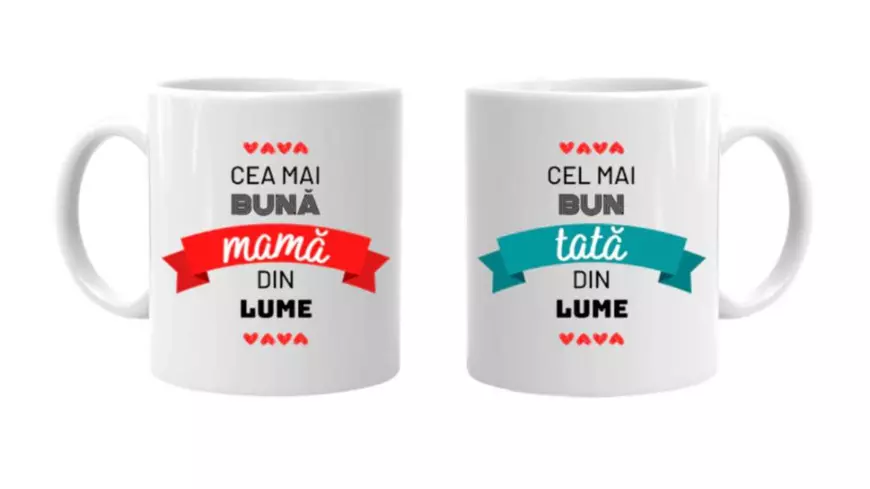 Idei de cadouri pentru bradul de Crăciun - Set căni personalizate pentur părinţi