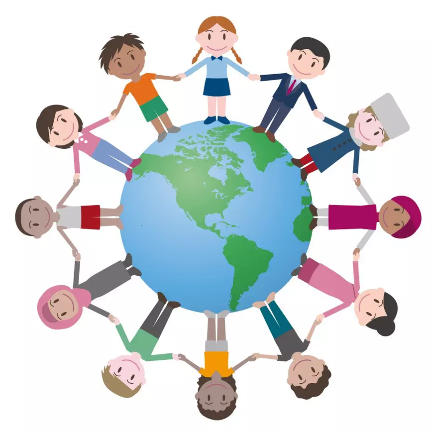 Cum poți să înfiinţezi un ONG - Imagine cu o reprezentare grafică a unor copii ţinându-se de mână în jurul unui glob pământesc