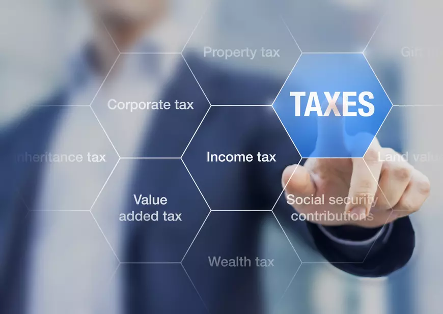 Care sunt ţările cu cele mai mici taxe din Europa - Imagine cu mai multe tipuri de taxe şi impozite prezentate schematic sub formă de hexagoane.