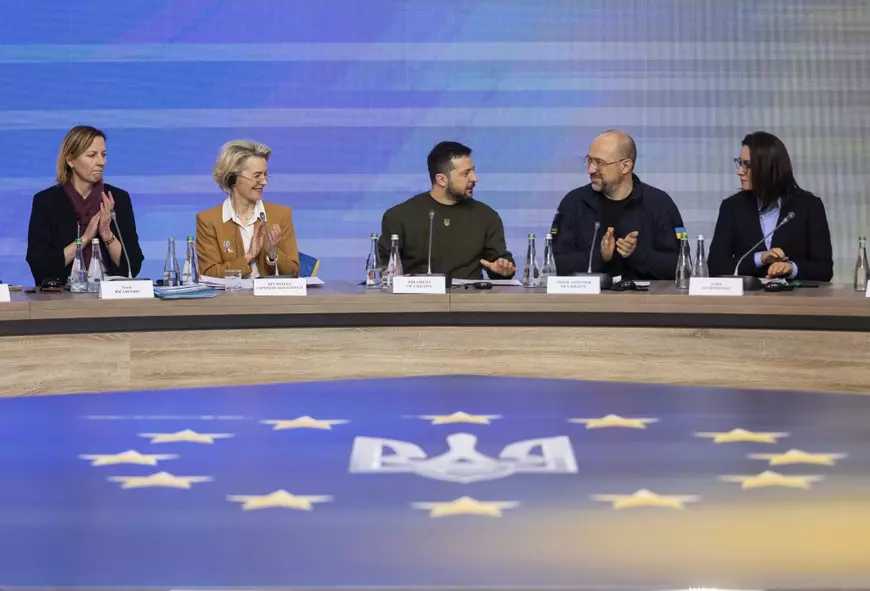 Întâlnire istorică la Kiev. În fața liderilor UE, Zelenski a vorbit despre reformele pentru aderarea la UE, „un obiectiv major copleșitor”