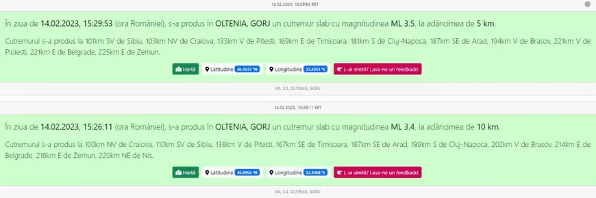 Nou cutremur în Oltenia, mai puternic decât cel de luni. A avut magnitudinea de 5,7 și a fost urmat de peste 20 de replici