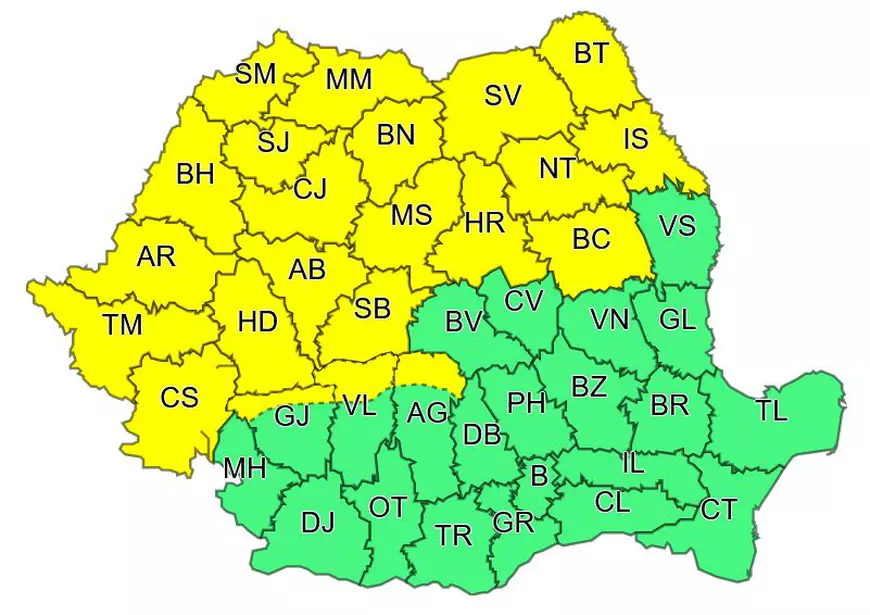 Avertizarea cod galben de ninsori abundente, prelungită. Meteorologii spun că va ninge serios în jumătate de țară, de duminică