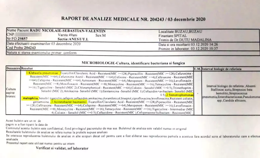 Familia unui deputat de 49 de ani decedat de COVID în 2020 cere 1.000.000 euro daune Spitalului Militar, unde s-a infectat cu 4 bacterii nosocomiale