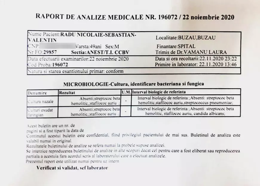 Familia unui deputat de 49 de ani decedat de COVID în 2020 cere 1.000.000 euro daune Spitalului Militar, unde s-a infectat cu 4 bacterii nosocomiale