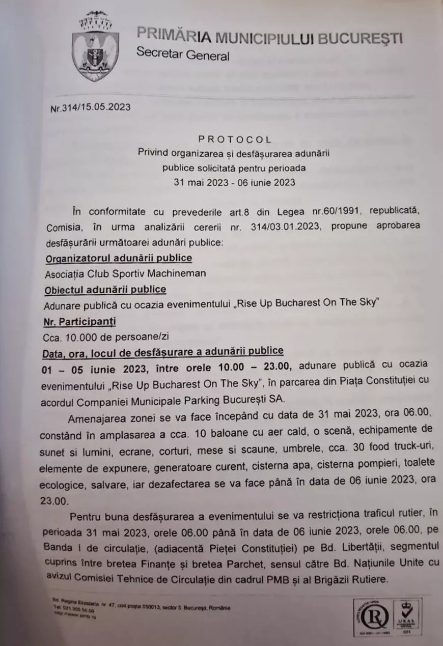 DOCUMENTE. Organizatorii știau de mai bine de o săptămână că se amână concertul lui Robbie Williams, iar primăria lui Nicușor Dan aprobase deja un alt eveniment în Piața Constituției. AVEM DOVADA