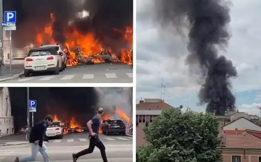 Explozie la Milano, lângă Porta Romana. O dubă cu butelii de oxigen a sărit în aer, mai multe mașini au luat foc. VIDEO