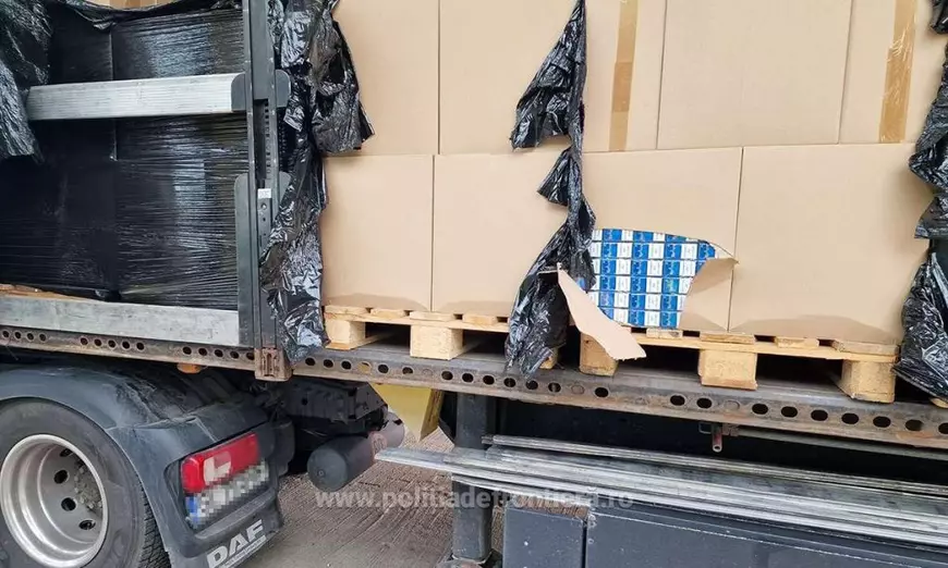 Șofer român de TIR prins cu țigări de contrabandă de 2,2 milioane de euro, la intrarea în țară, în apropiere de Arad