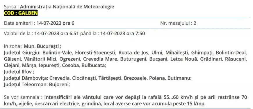 Zeci de copaci căzuți în București, vineri dimineață, după o vijelie. Capitala s-a aflat două ore sub alertă meteo de furtună