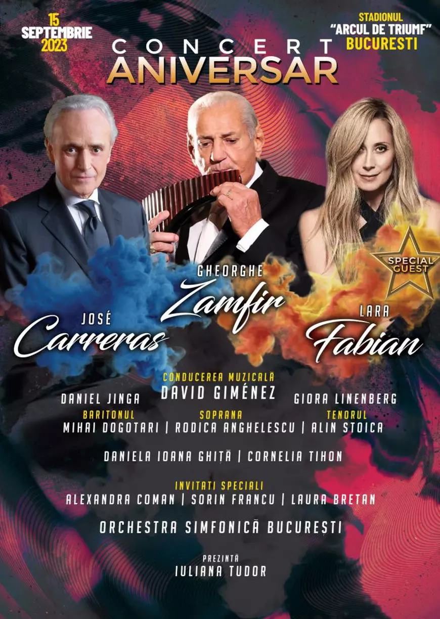 La doar câteva zile de la lansare, spectacolul aniversar Gheorghe Zamfir, Jose Carreras și Lara Fabian este 50% SOLD OUT!