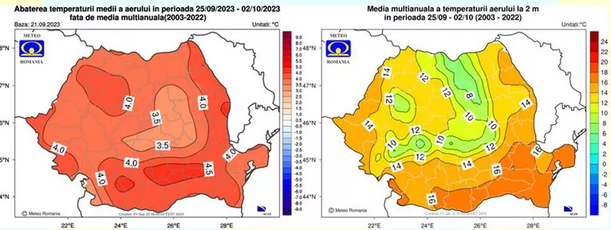 Octombrie, cu „temperaturi mai mari decât cele normale” și cu mai puține ploi. Meteorologii au actualizat prognoza