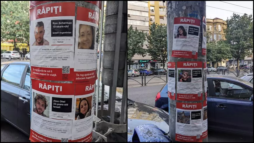 Cine sunt artiștii care au pornit campania de afișe cu israelieni răpiți de Hamas, lipite și în București. „Vrem să punem presiune pe politicieni”. Reacția ambasadorului Israelului 