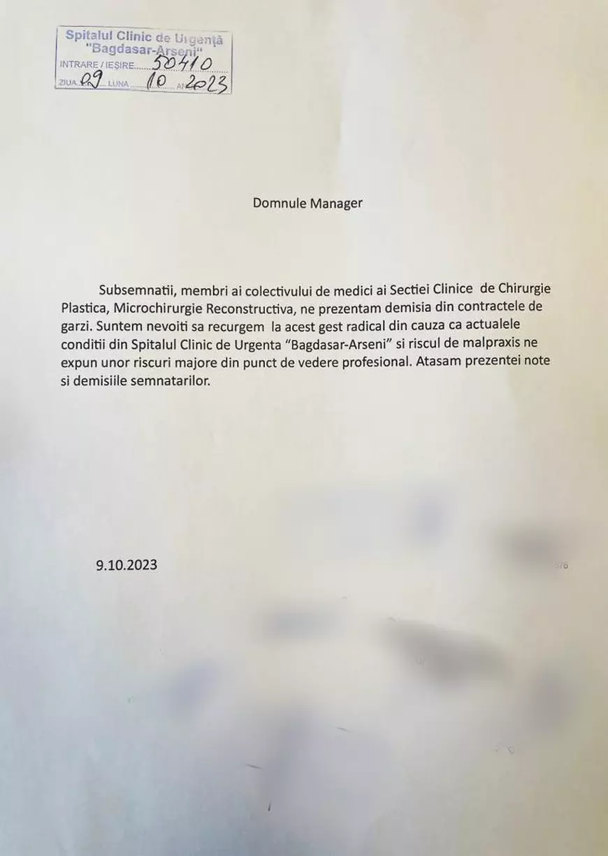 EXCLUSIV. Șapte medici de la Spitalul Bagdasar-Arseni și-au dat demisia din contractele de gărzi: „Condițiile ne expun unor riscuri majore din punct de vedere profesional”