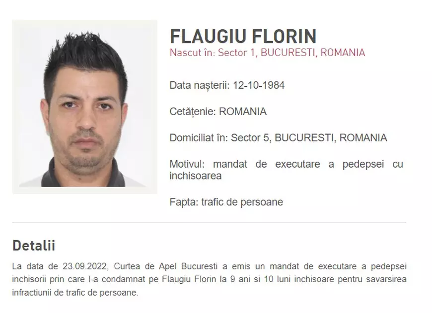 Un român aflat pe lista celor mai căutaţi fugari din Europa a fost prins în Franţa şi adus în ţară