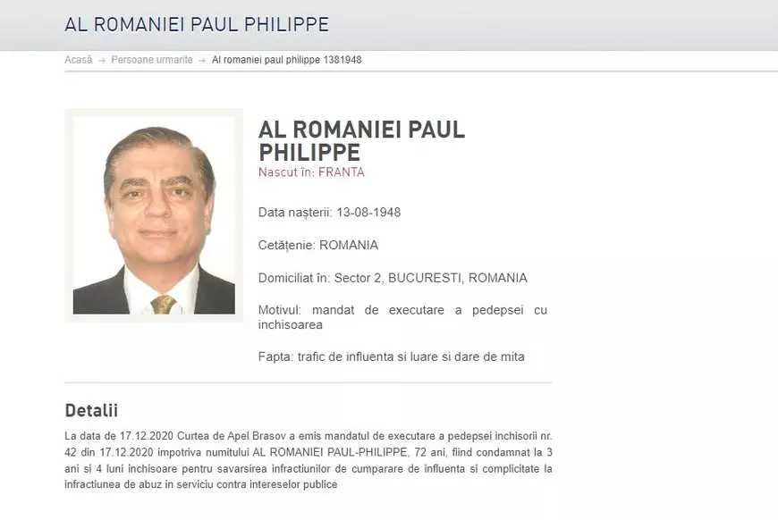 Paul de România, fugit din țară după condamnare, a fost depistat în Malta. Înainte, se afla în Franța, care refuzase extrădarea sa