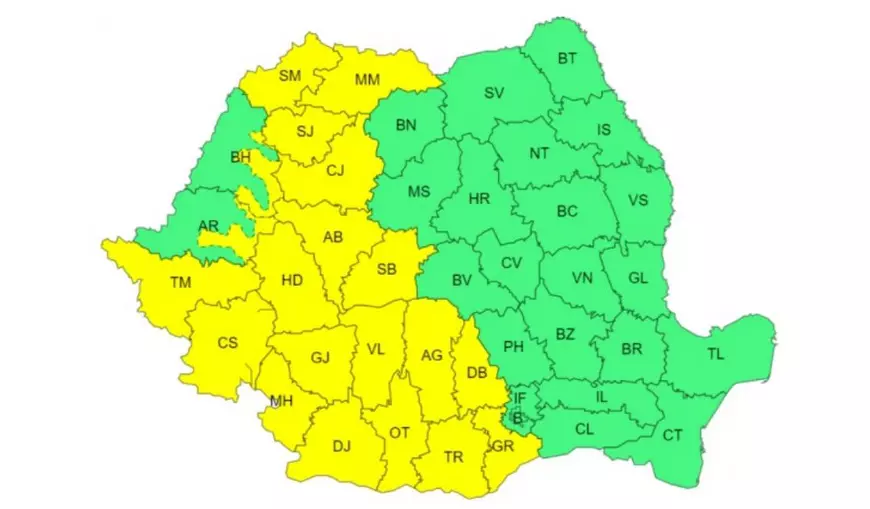 Ploi torențiale în mare parte din țară. Meteorologii au emis noi avertizări meteo cod galben - HARTA