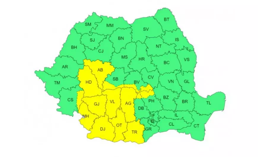 Cod galben de ploi în 14 județe. Harta zonelor vizate. Vreme rece în București