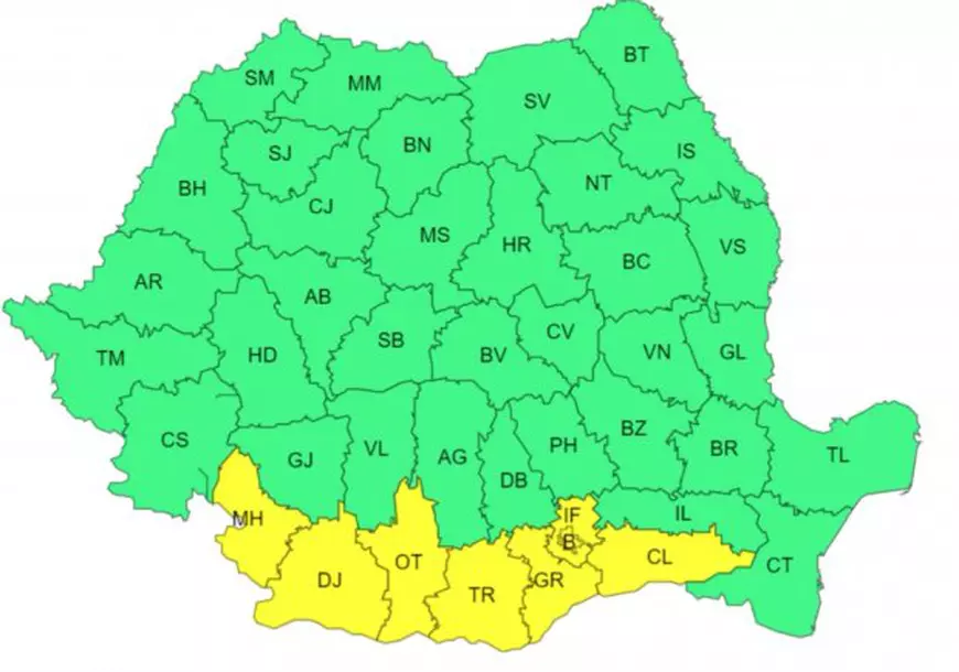 România, lovită de furtuni și caniculă: a fost emis cod galben de ploi și vijelii. Zonele în care arșița se menține