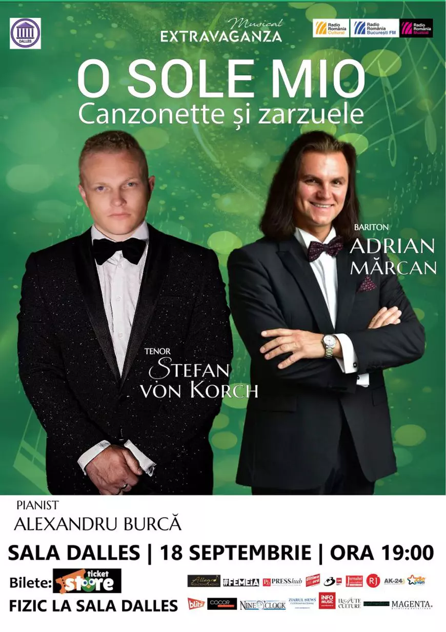 Tenorii Ştefan von Korch şi Alin Stoica, baritonii Fang Shuang şi Adrian Mărcan alături de Alexandru Burcă în concerte la Sala Dalles în această vară