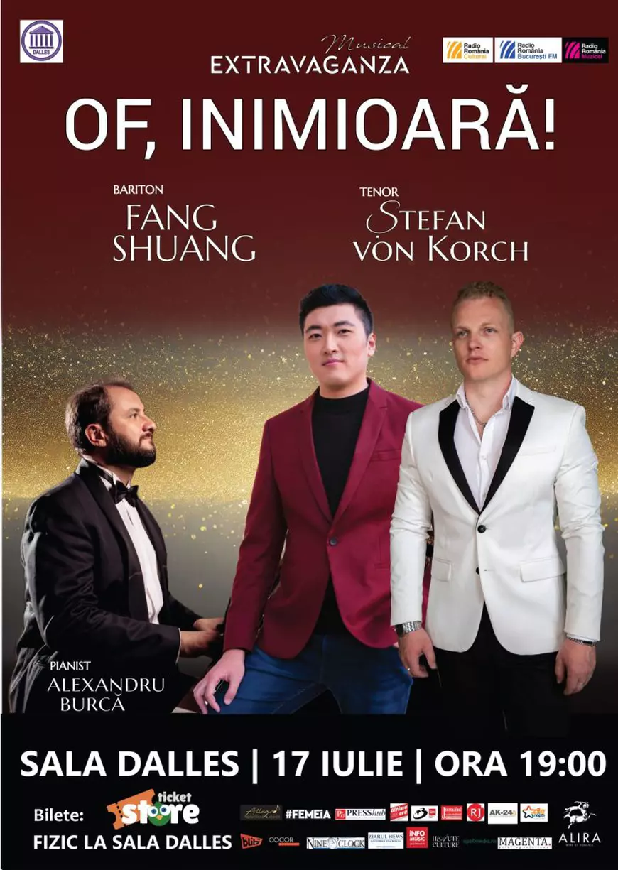 Tenorii Ştefan von Korch şi Alin Stoica, baritonii Fang Shuang şi Adrian Mărcan alături de Alexandru Burcă în concerte la Sala Dalles în această vară