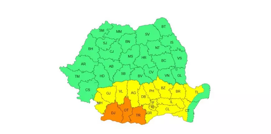 Jumătate de țară, sub avertizări meteo de furtuni: unde vor fi vijelii, ploi torențiale și grindină. Canicula se menține în sud