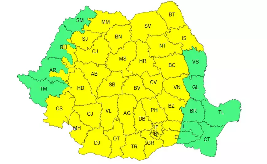 România, sub avertizări de caniculă, vijelii și grindină. Harta zonelor vizate. Cum va fi vremea în București
