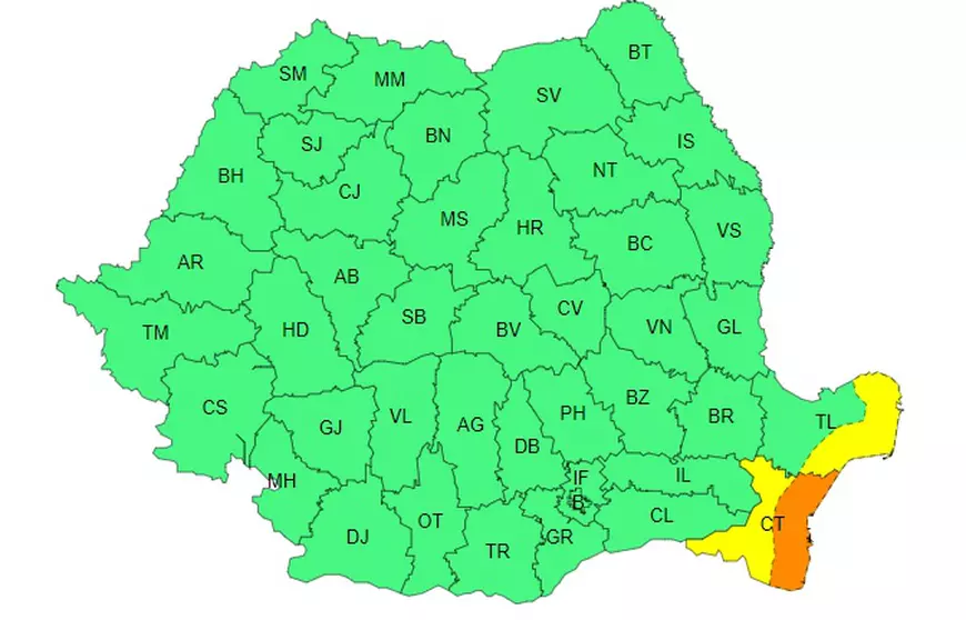 Litoralul, sub cod galben şi portocaliu de furtuni. Caniculă în vestul țării. Cum va fi vremea la Bucureşti