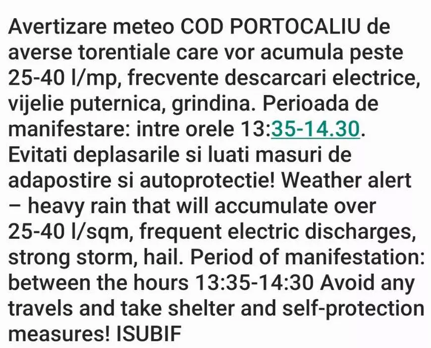 Cod portocaliu de furtuni în Bucureşti și Ilfov. A fost emis mesaj Ro-Alert. „Evitați deplasările”. Până când e valabilă avertizarea