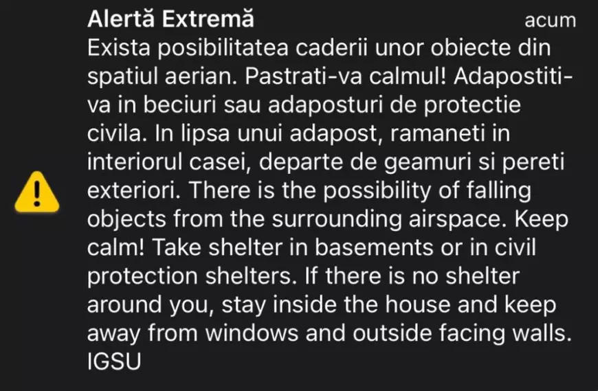 Mesaj RO-Alert în judeţul Tulcea, după reperarea unor drone ce aveau ca ţintă Ucraina. MApN a ridicat patru aeronave militare