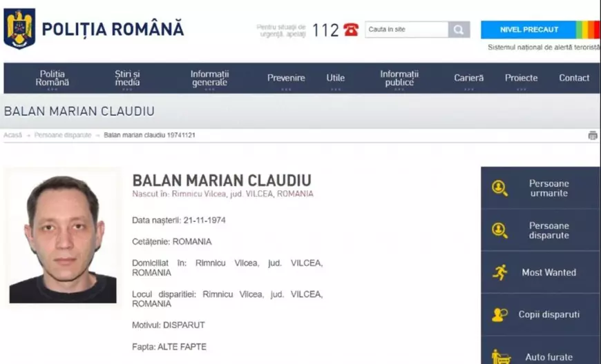 Profesorul din Vâlcea dispărut în urmă cu patru ani a fost declarat mort. Soția și fiul cel mare sunt suspecți de crimă