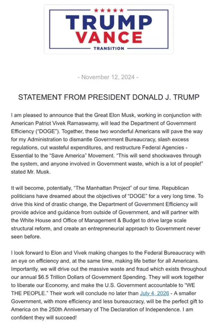 Miliardarii Elon Musk şi Vivek Ramaswamy vor conduce un departament nou-înființat: „Vor desființa birocrația guvernamentală”