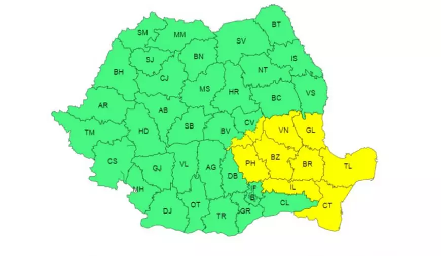 Cod galben de ninsori abundente și de vânt. Strat de zăpadă de 20 de centimetri la munte | Hartă