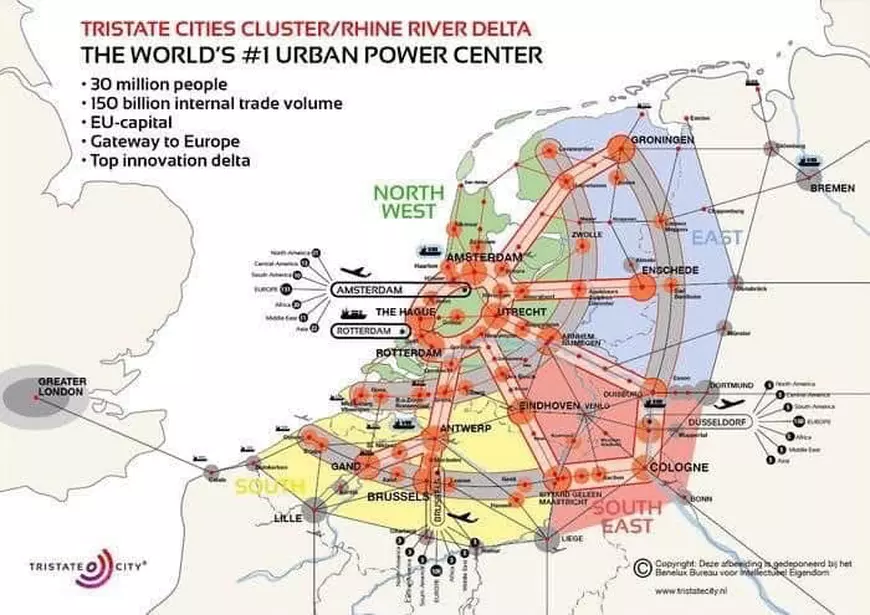 Se conturează un megaoraș în Europa, de 45 de milioane de locuitori, care să se întindă în patru țări: Germania, Franța, Belgia și Țările de Jos
