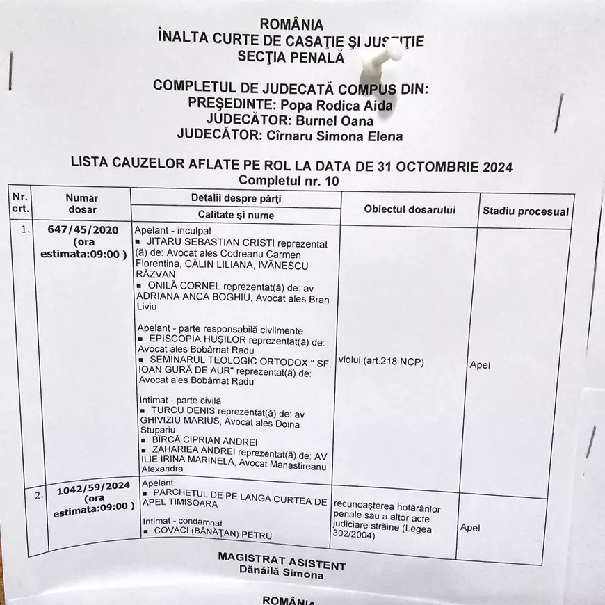 Procesul foștilor clerici Cornel Onilă și Sebastian Jitaru a ajuns la Înalta Curte. Detalii din dosarul agresiunilor sexuale împotriva elevilor de la seminar