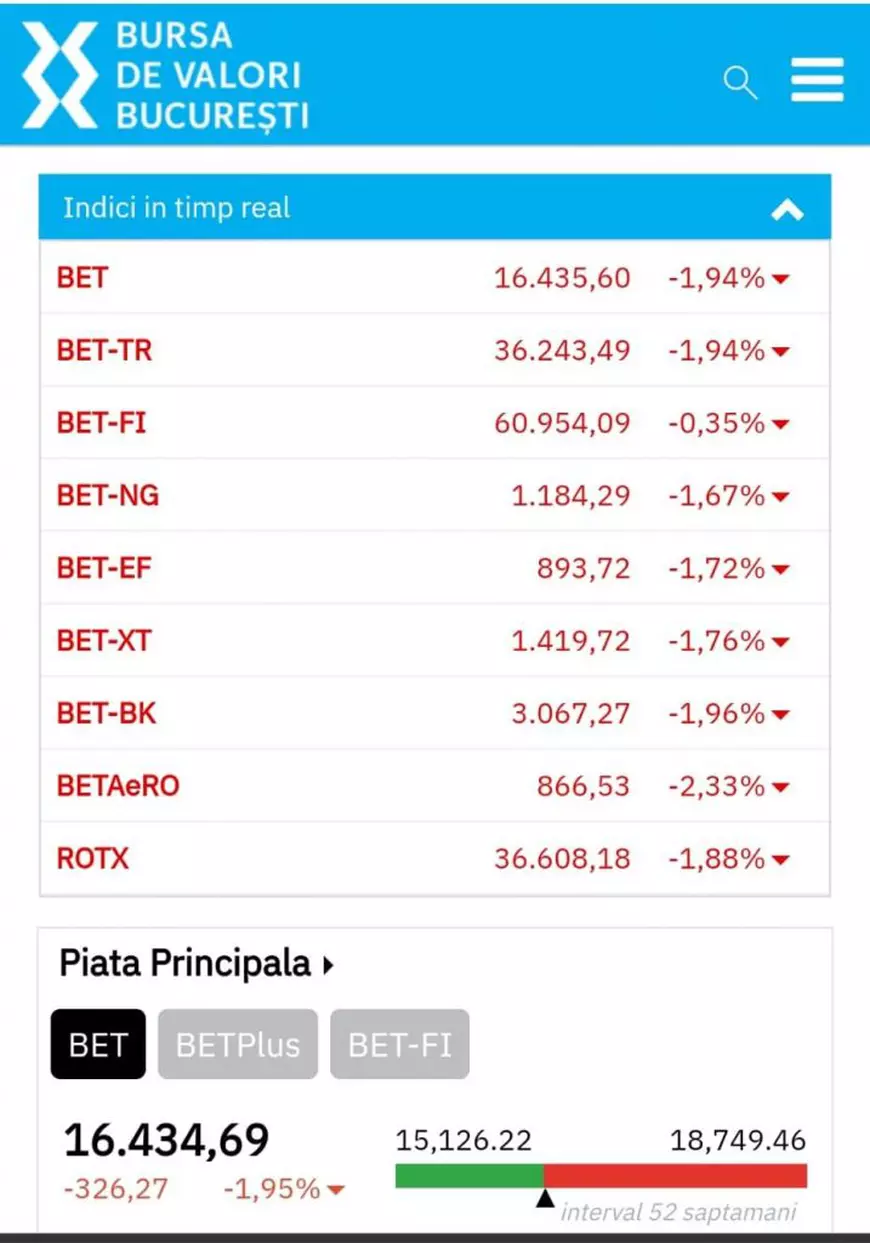 Scădere bruscă la Bursa de Valori București, după anunțul retragerii PSD din noul guvern
