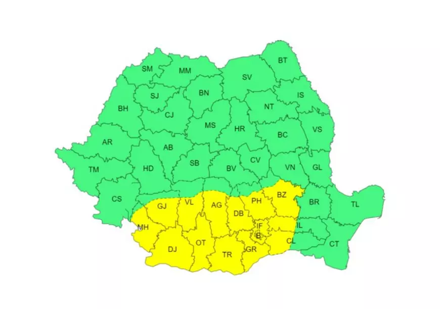Coduri portocalii și galbene de ninsori, viscol și ploi în aproape jumătate din ţară. Harta zonelor afectate de avertizările meteo