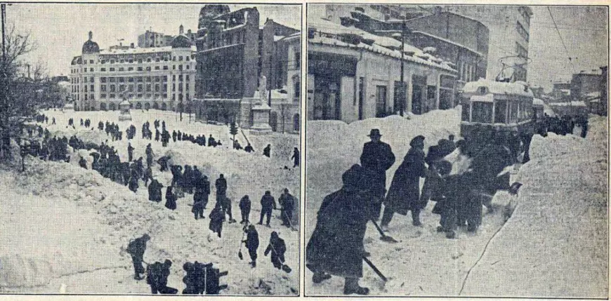 Cum a scăpat România de Marele Viscol din 1954. Raportările halucinante ale propagandei: 61.945 de femei au curățat 5.000 de acoperișuri și 30 de străzi într-o zi