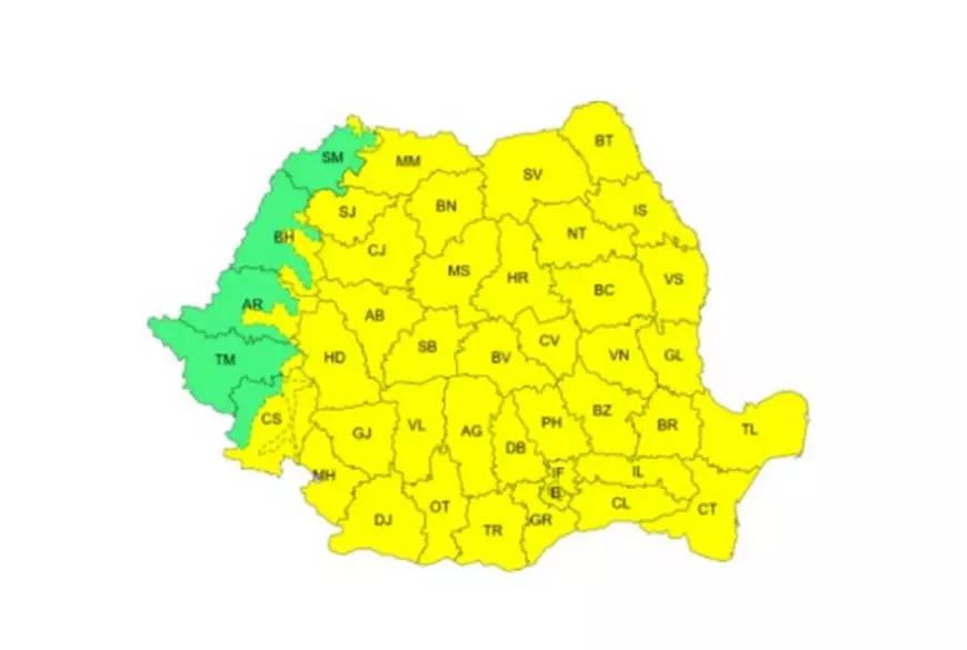 Harta ANM cu zonele afectate de temperaturi extreme
